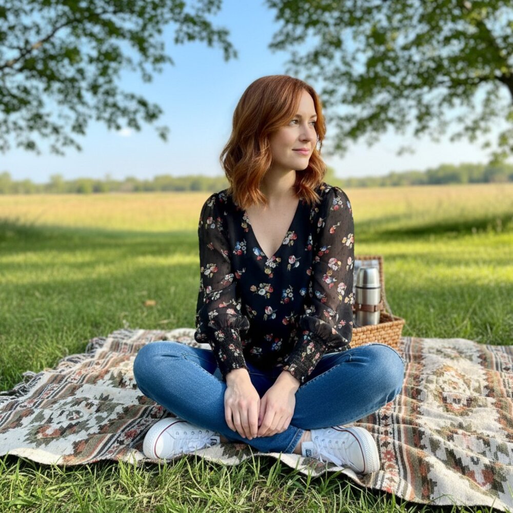 Everly Black Floral Blouse